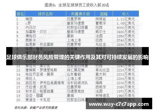足球俱乐部财务风险管理的关键作用及其对可持续发展的影响 足球俱乐部财务风险管理的关键作用及其对可持续发展的影响